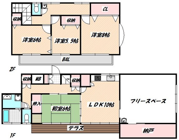 北国分駅 徒歩14分 1-2階の物件間取画像